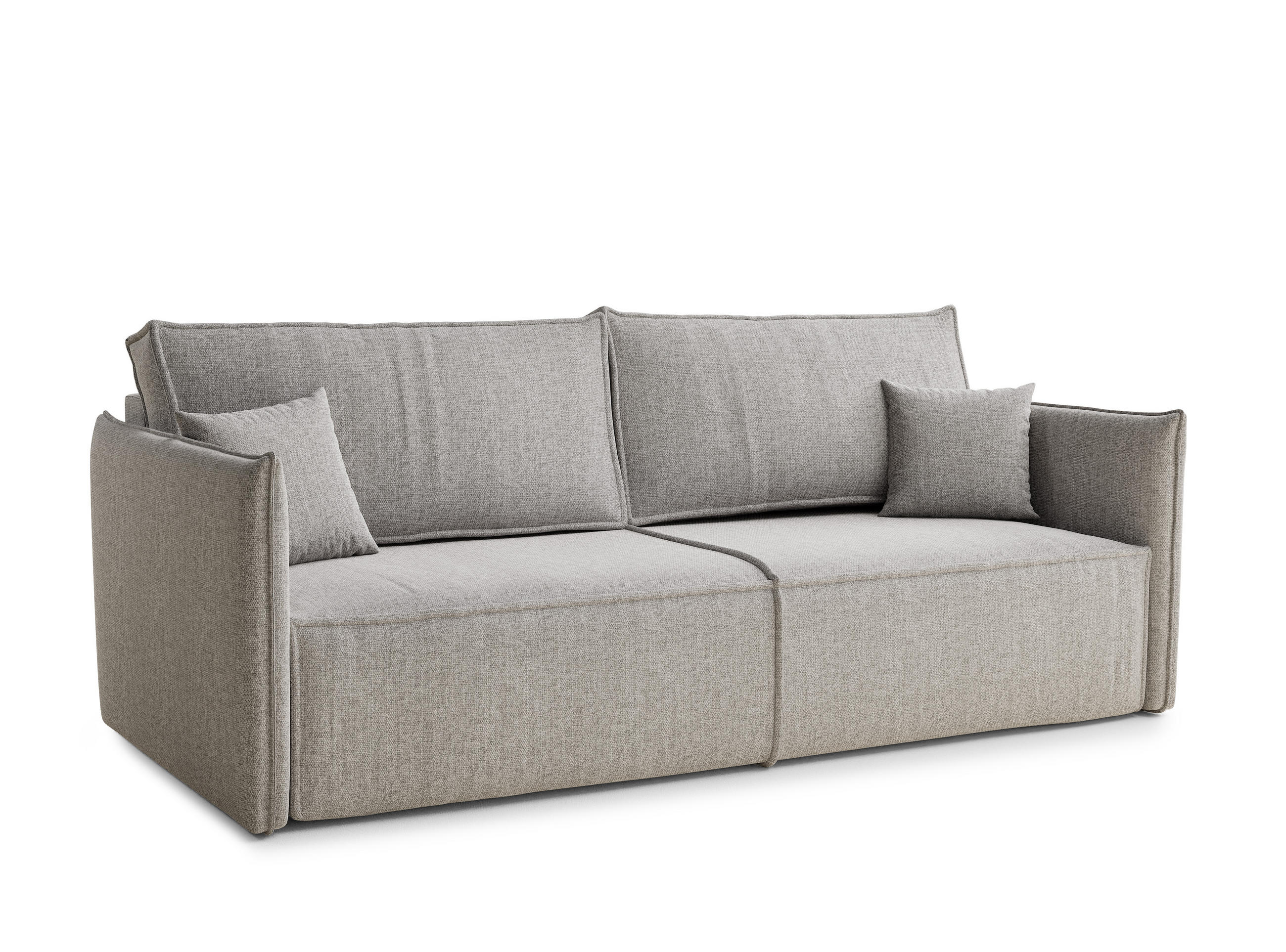 SOFA MIT SCHLAFFUNKTION Obra Beige grau Webstoff - Beige/Schwarz, Holz/Holzwerkstoff (220/70/107cm) - Maison de Reve