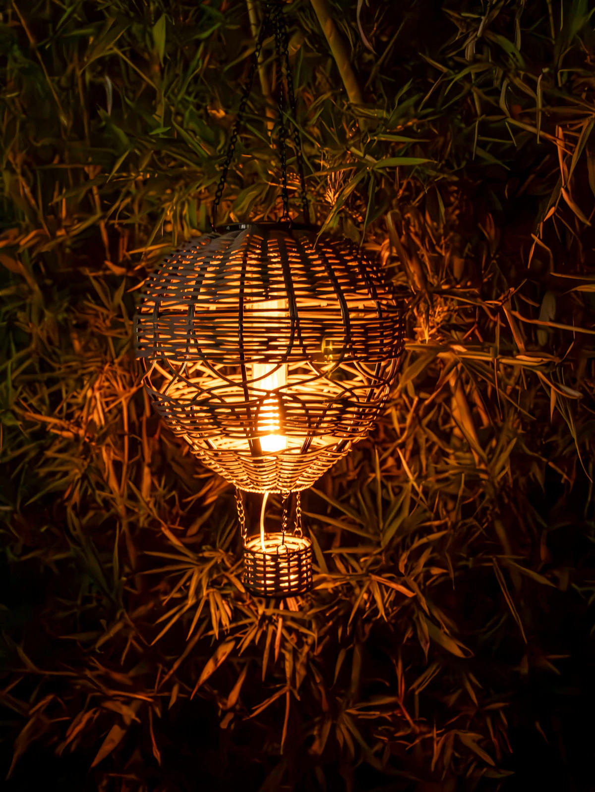 LED-SOLAR-LATERNE - Heißluftballon-Design mit Aufhängung für Garten und Balkon, grau - Grau, Kunststoff (20.5/20.5/52cm) - Northpoint