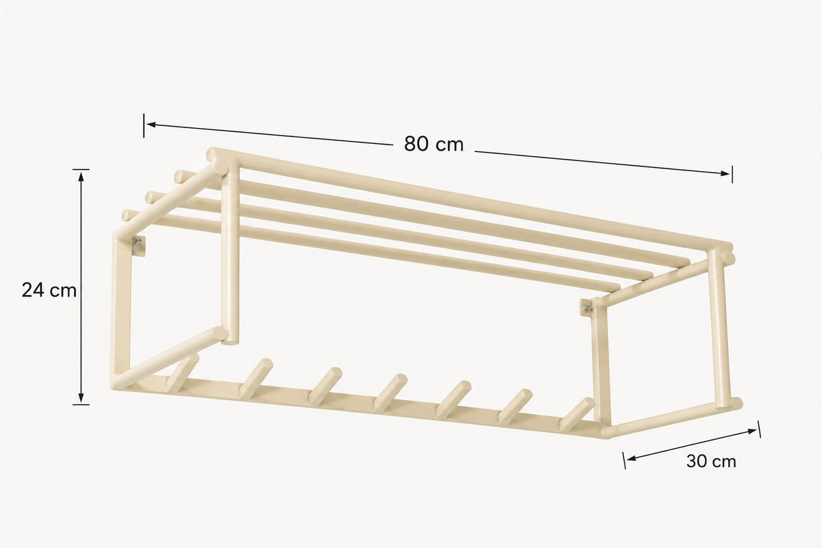 KLEIDERABLAGE Eddy - Beige, Metall (80/24/30cm) - LOFT42