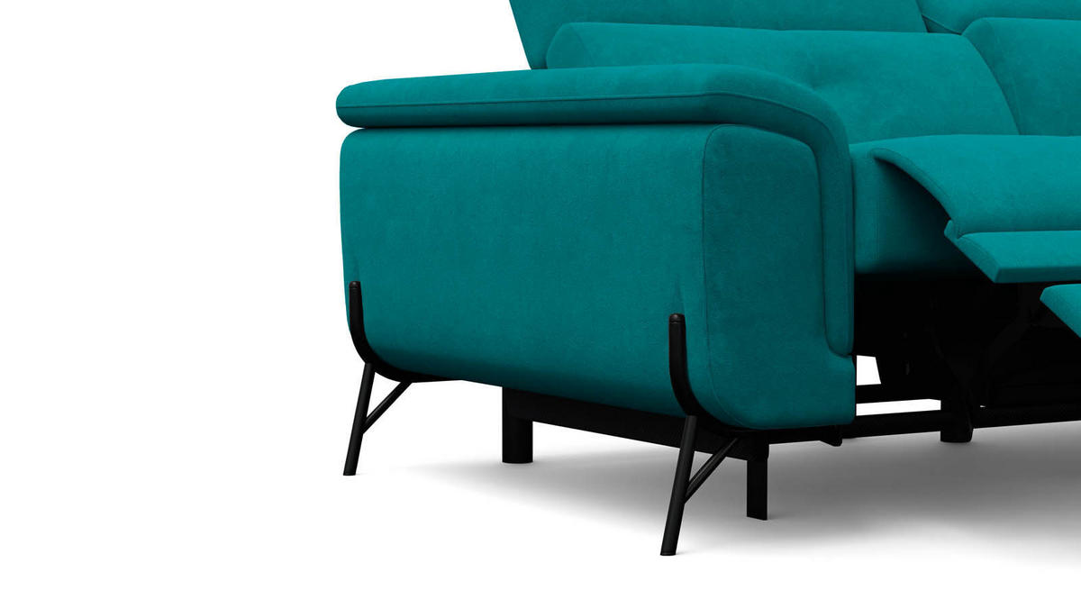 SOFA RELAX AVENA 3-Sitzer, dunkelgrüner Veloursstoff - Dunkelgrün/Schwarz, Holz/Textil (204/80/108cm) - Wozimo