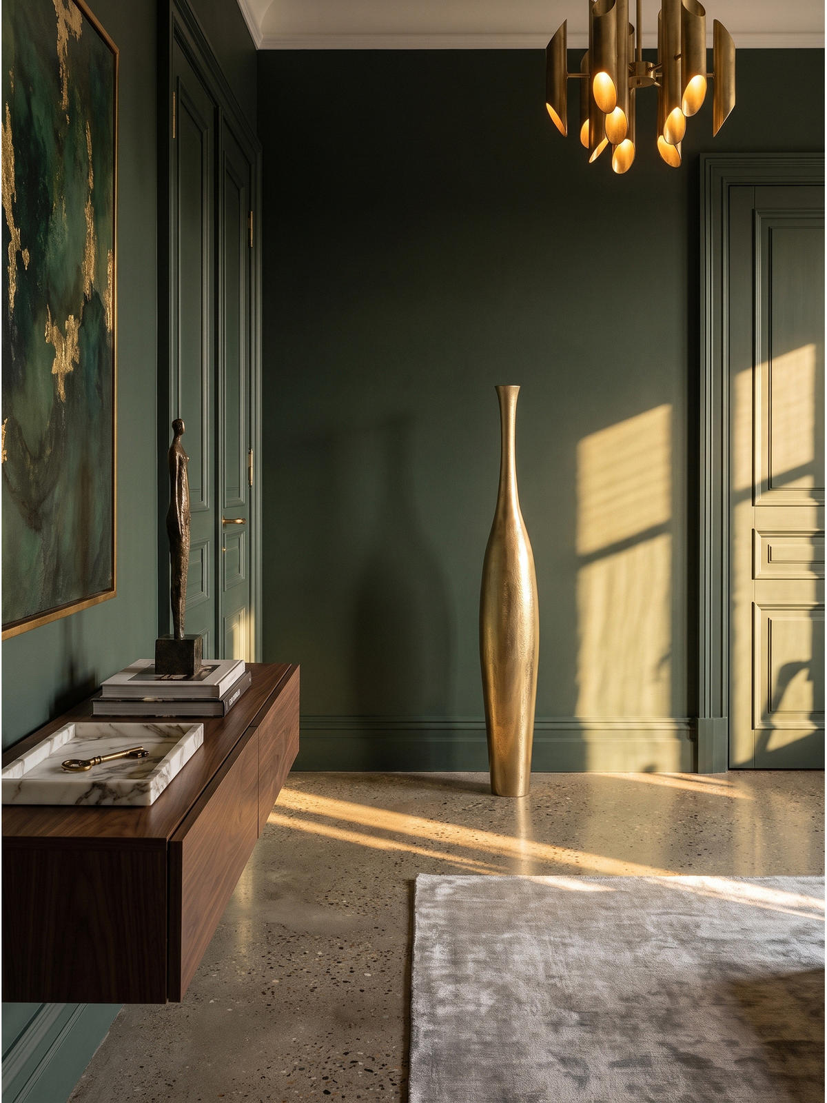 BODENVASE EBRO, Aluminium, handgefertigt, Gold, Ø 14 x 100 cm - Goldfarben, Metall (100cm) - KADIMA DESIGN
