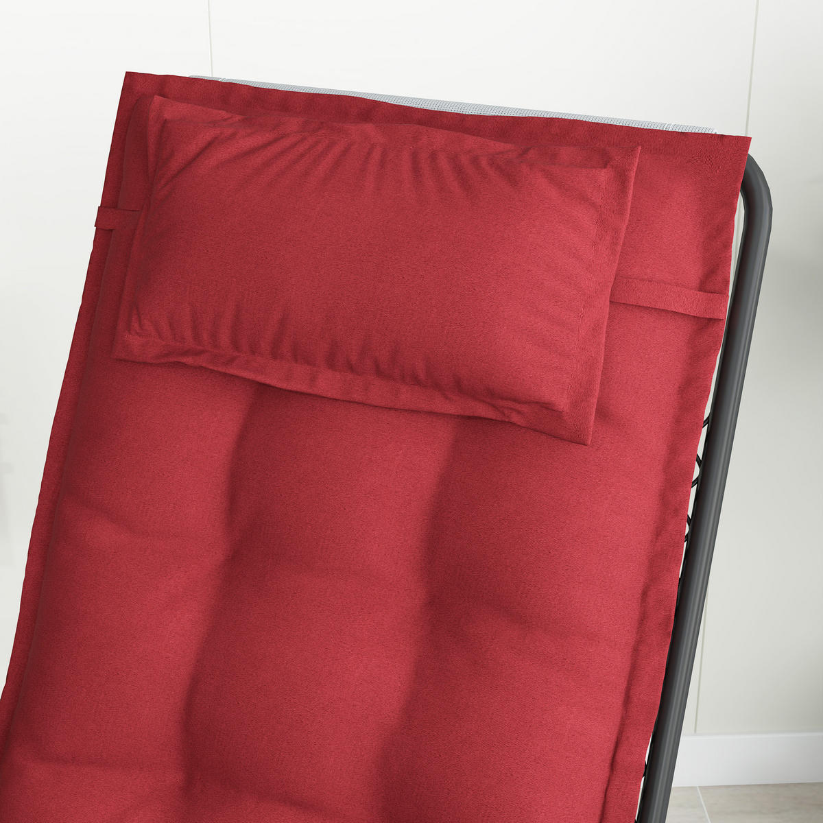 SESSELAUFLAGENSET 2er-Set aus Polyester 50x116x5 cm in Rot mit Bändern - Rot, Textil (50/5/116cm) - Modfu