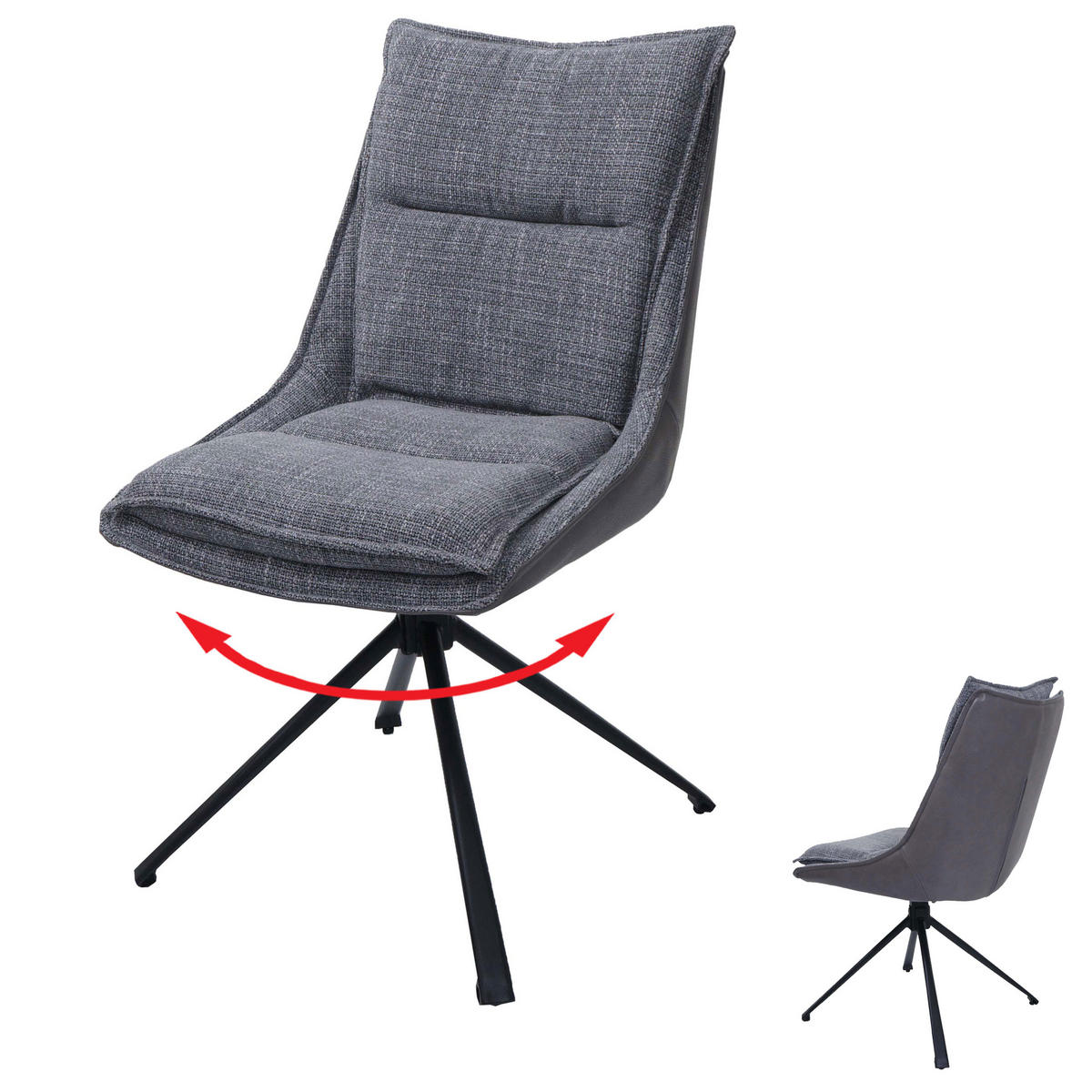 ESSZIMMERSTUHL Grau - Grau, Textil (52/92/52cm) - MCW