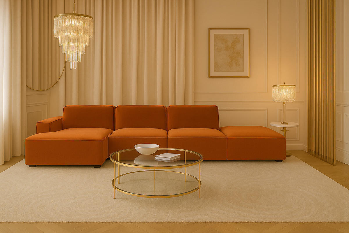 ECKSOFA Cursal L-Form, Stoff Salvador, Braun + Hocker, Links - Braun, Holz (341/166cm) - Kaiser Möbel