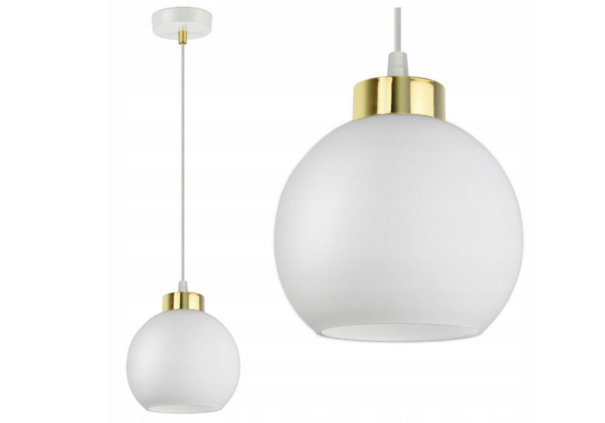 PENDELLEUCHTE GOLDGLAS - Goldfarben/Weiß, Glas/Metall (14/14/80cm) - kiki design