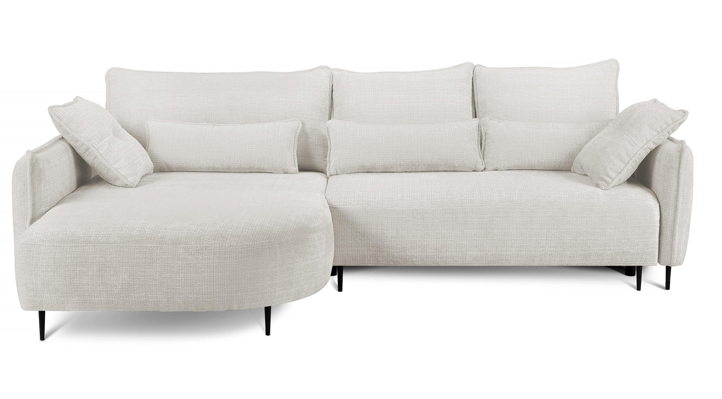 ECKSOFA Oblivio Cremeweiß Chenille - Creme/Schwarz, Textil/Metall (285/200cm) - Selsey