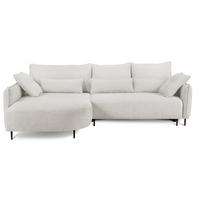 ECKSOFA Oblivio Cremeweiß Chenille - Creme/Schwarz, Textil/Metall (285/200cm) - Selsey