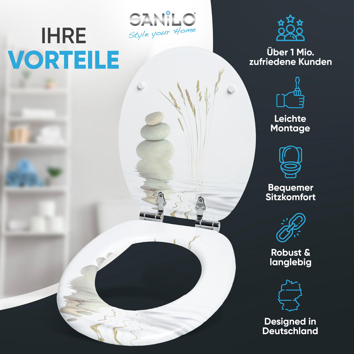 WC-SITZ mit Absenkautomatik Balance - Beige, Holzwerkstoff (38/6/47cm) - Sanilo