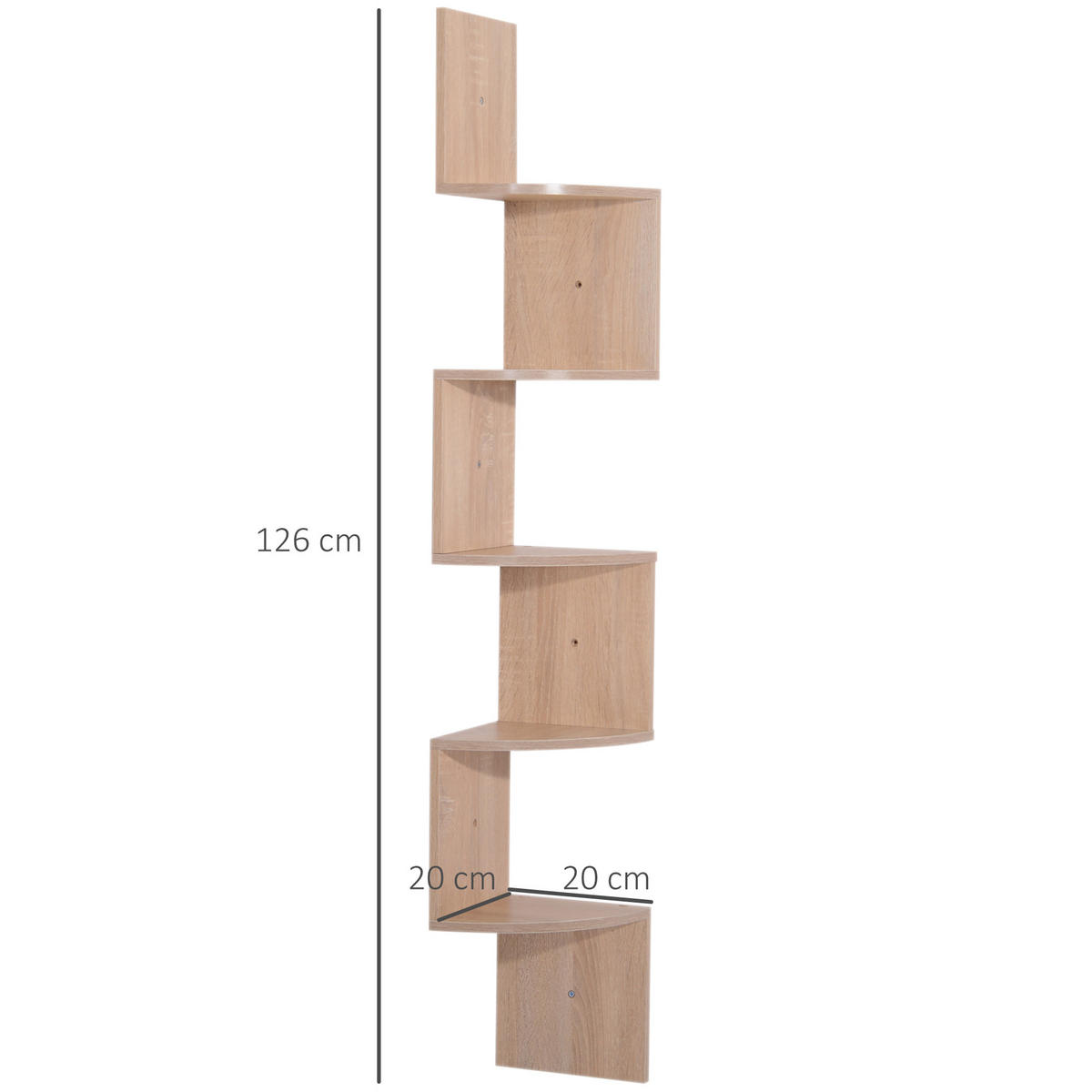 ECKREGAL in Eiche hell 20/20/126 cm - Beige, Holz (20/126/20cm) - PANGIVO