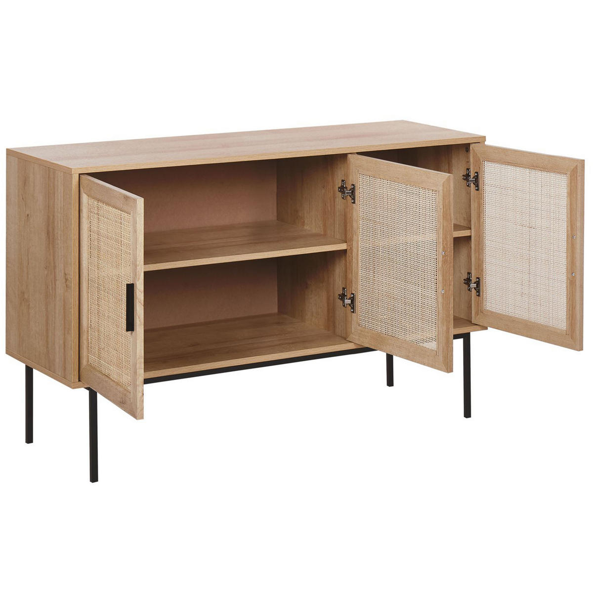 SIDEBOARD Heller Holzfarbton Pasco - Hellbraun/Schwarz, Holzwerkstoff (120/76/40cm) - Beliani