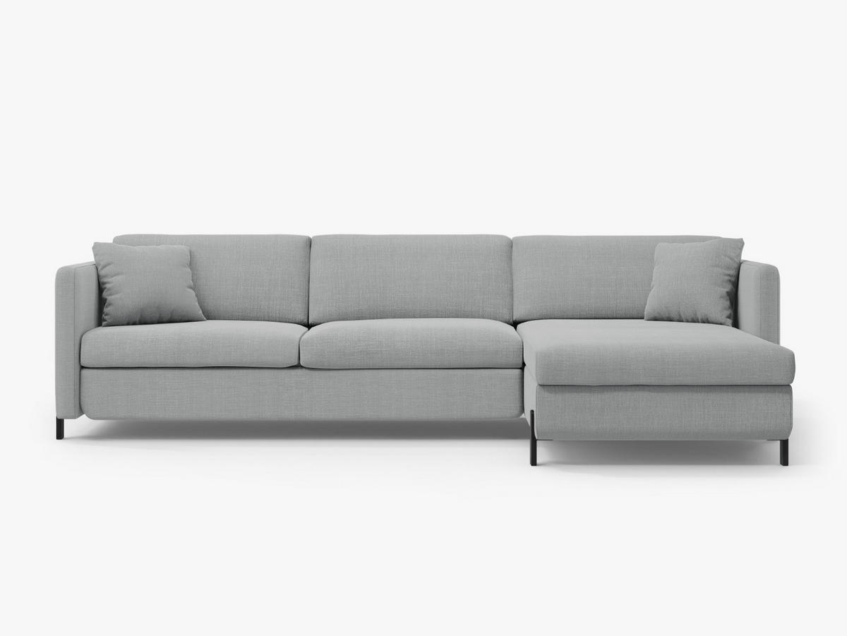 ECKSOFA ausklappbar rechts mit Container Gloria aus strukturiertem Stoff hellgrau 4 Sitzplätze - Hellgrau, Textil (170/260cm) - Micadoni