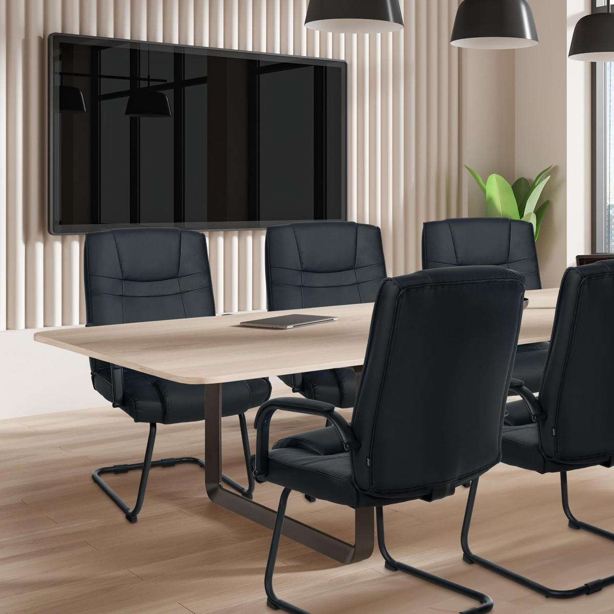 SCHWINGSTUHL 2er Set Lederlook schwarz/schwarz - Schwarz, Textil/Metall (60/104/67cm) - CLP