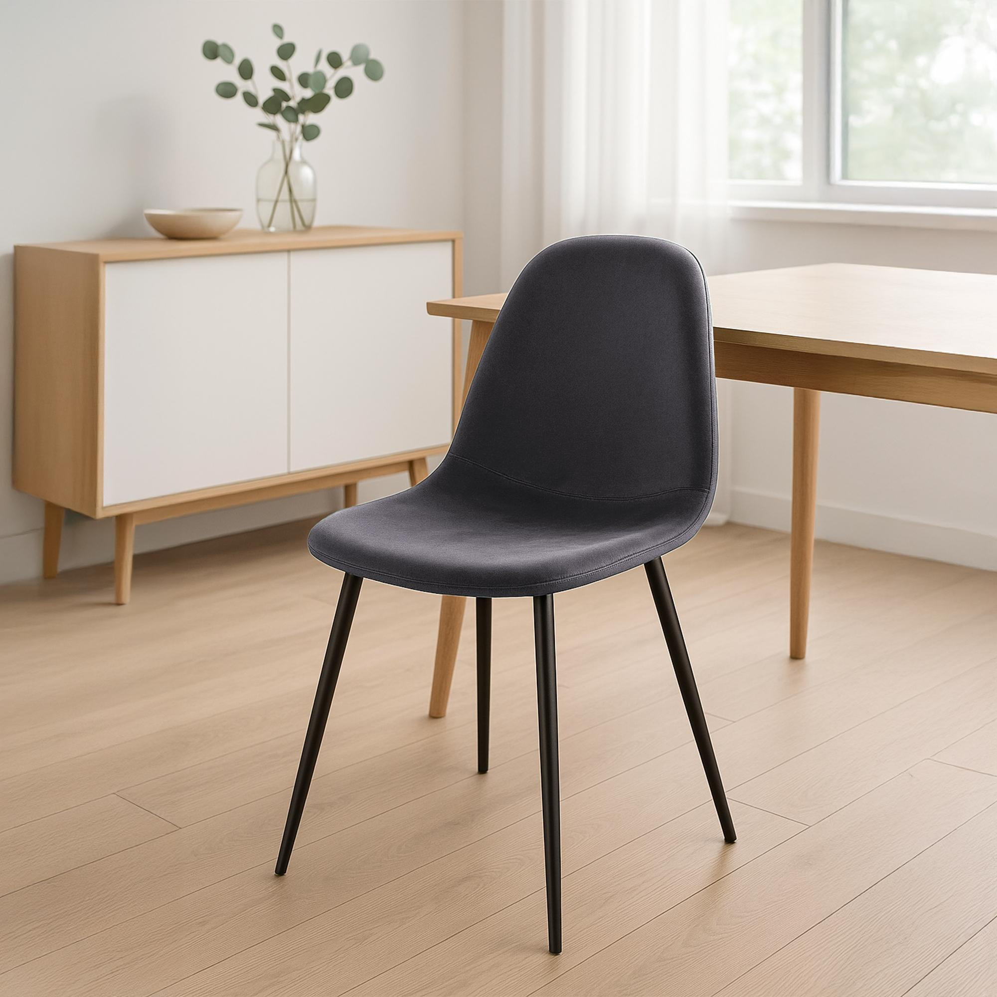 STUHL Samt Dunkelgrau - Dunkelgrau/Schwarz, Textil/Metall (44/88/51cm) - CLP