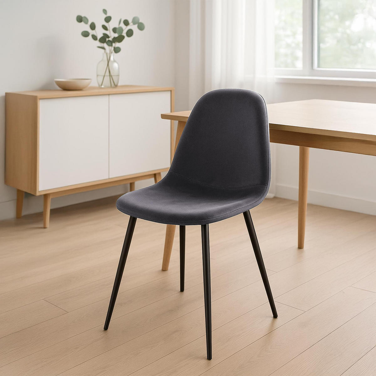 STUHL Samt Dunkelgrau - Dunkelgrau/Schwarz, Textil/Metall (44/88/51cm) - CLP