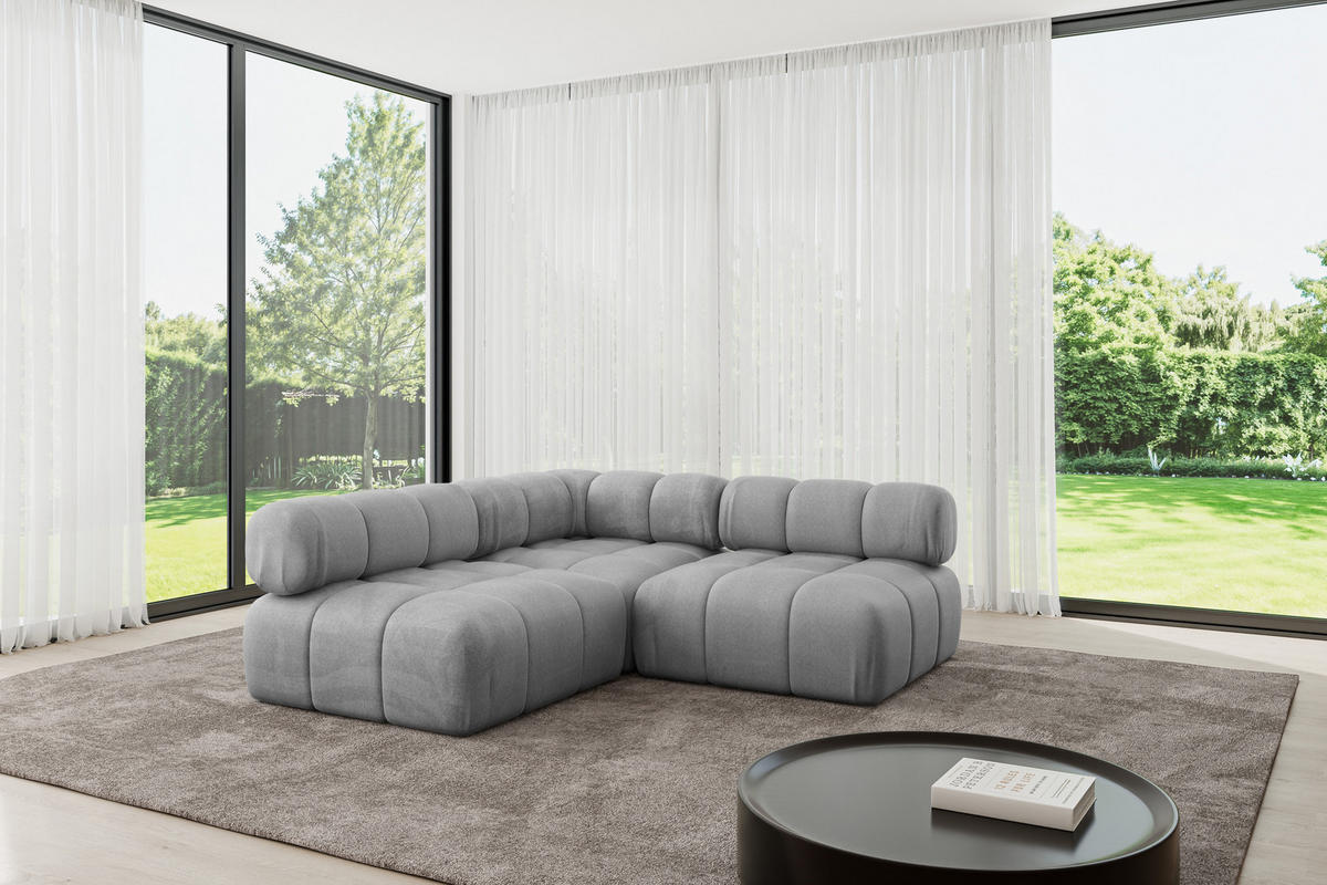 ECKSOFA modulares Sofa Samaro-L1 - 190x190x70 cm Hellgrau Velours - Hellgrau, Holzwerkstoff/Textil (190/190cm) - ALTDECOR