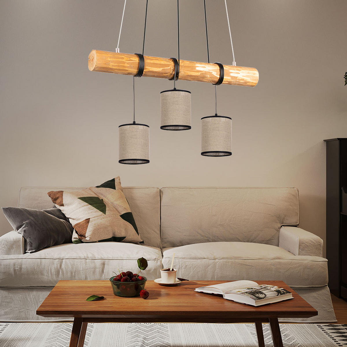 HÄNGELEUCHTE FABIOLA Holzoptik Braun - Braun, Holz (65/13/140cm)