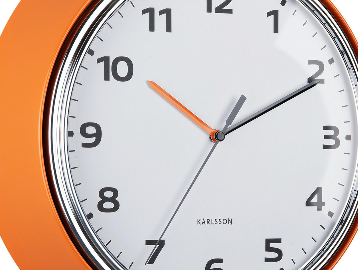 WANDUHR Modern Retro Ø34 cm - Orange, Metall (34/1/34cm) - Karlsson