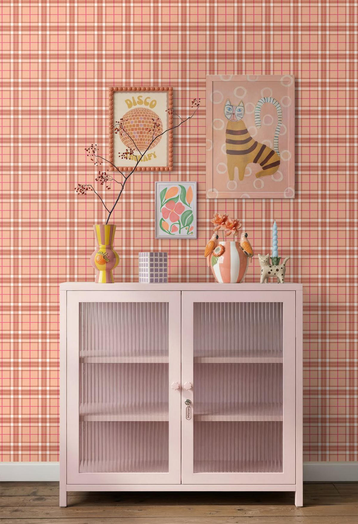 TAPETE Karomuster 50 x 900 cm - Terracotta, Papier (50/0.1cm) - ESTAhome
