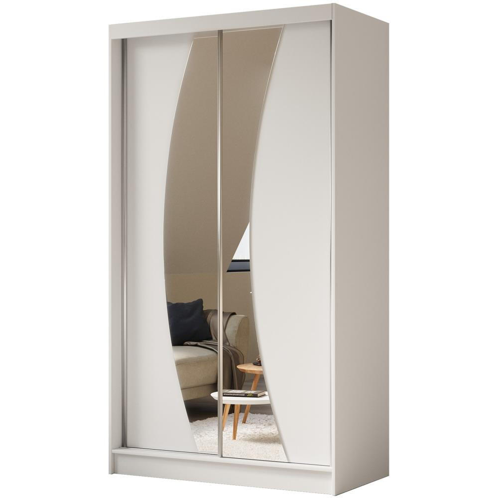 SCHWEBETÜRENSCHRANK Vox 120/216/61 weiß mit Spiegel und Schubladen - Weiß, Holzwerkstoff (120/216/61cm) - Beautysofa