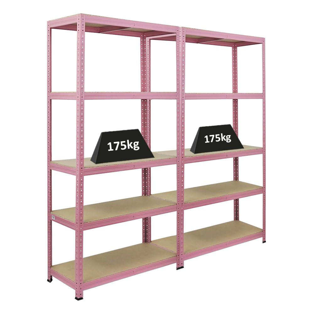SCHWERLASTREGAL Pink Lady 2er-Set mit 2x 180x90x40cm Fachlast 175 kg 5 Ebenen Pink - Pink, Metall (180/180/40cm) - PROREGAL