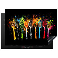 HERDABDECKPLATTE Löffel - Gewürze - Modern - Graffiti - Farbe - Farbenfroh 75x52 cm - Multicolor, Kunststoff (75/0.2/52cm) - MuchoWow