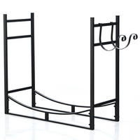 KAMINHOLZREGAL Schwarz - Schwarz, Metall (33/76/84cm) - COSTWAY
