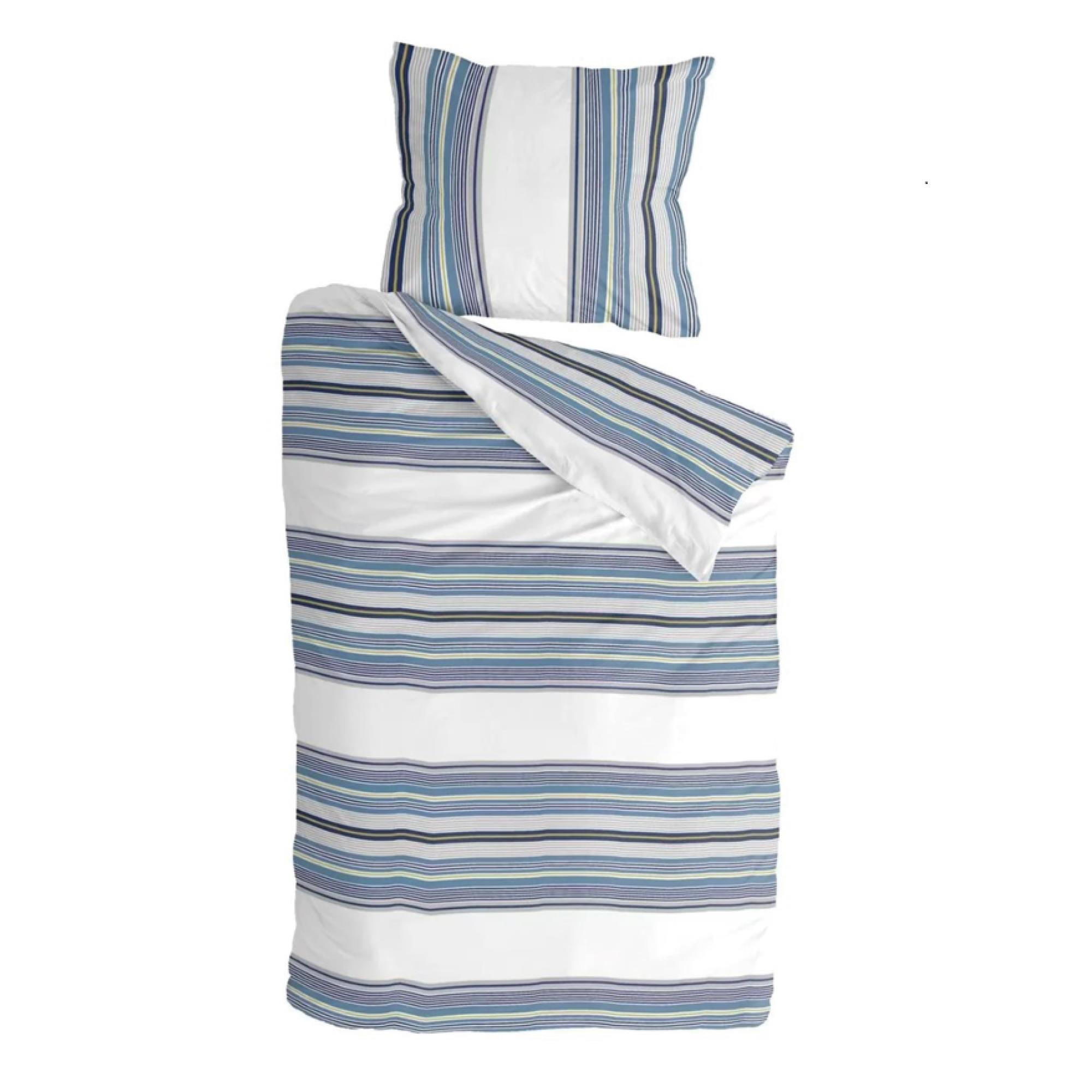 BETTWÄSCHE Byrklund 2-teilig 135x200/80x80cm Two Ways White/Blue - Pastellblau/Weiß, Naturmaterialien (135/200cm)