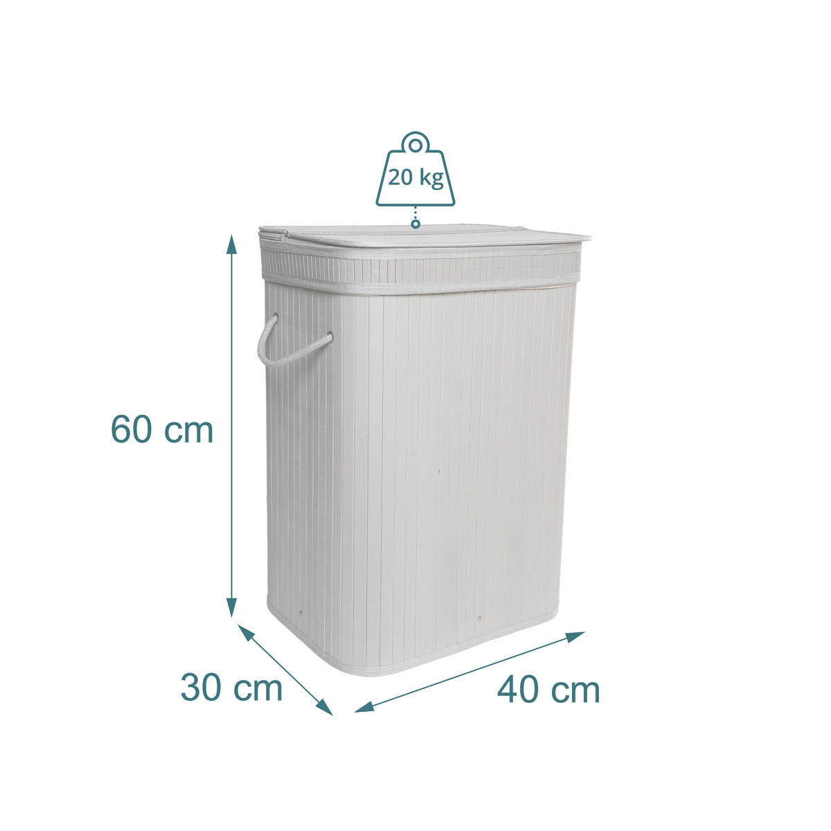 KÔŠ na prádlo - sivá, drevo/textil (30/40/60cm) - Relaxdays