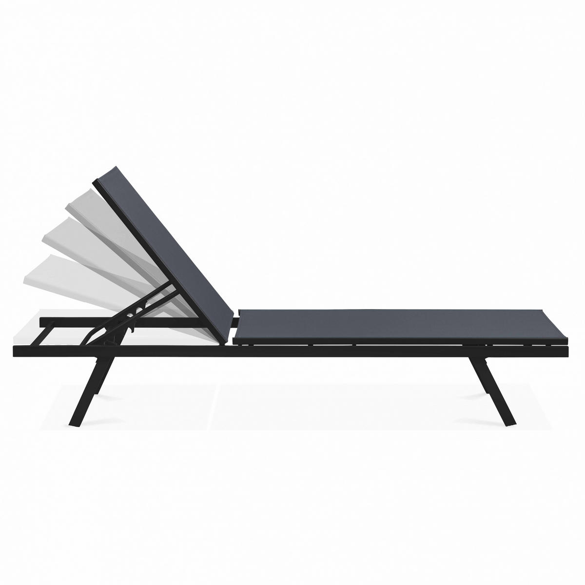 SONNENLIEGE, Grau - Grau, Metall (60/90/195cm) - Oviala