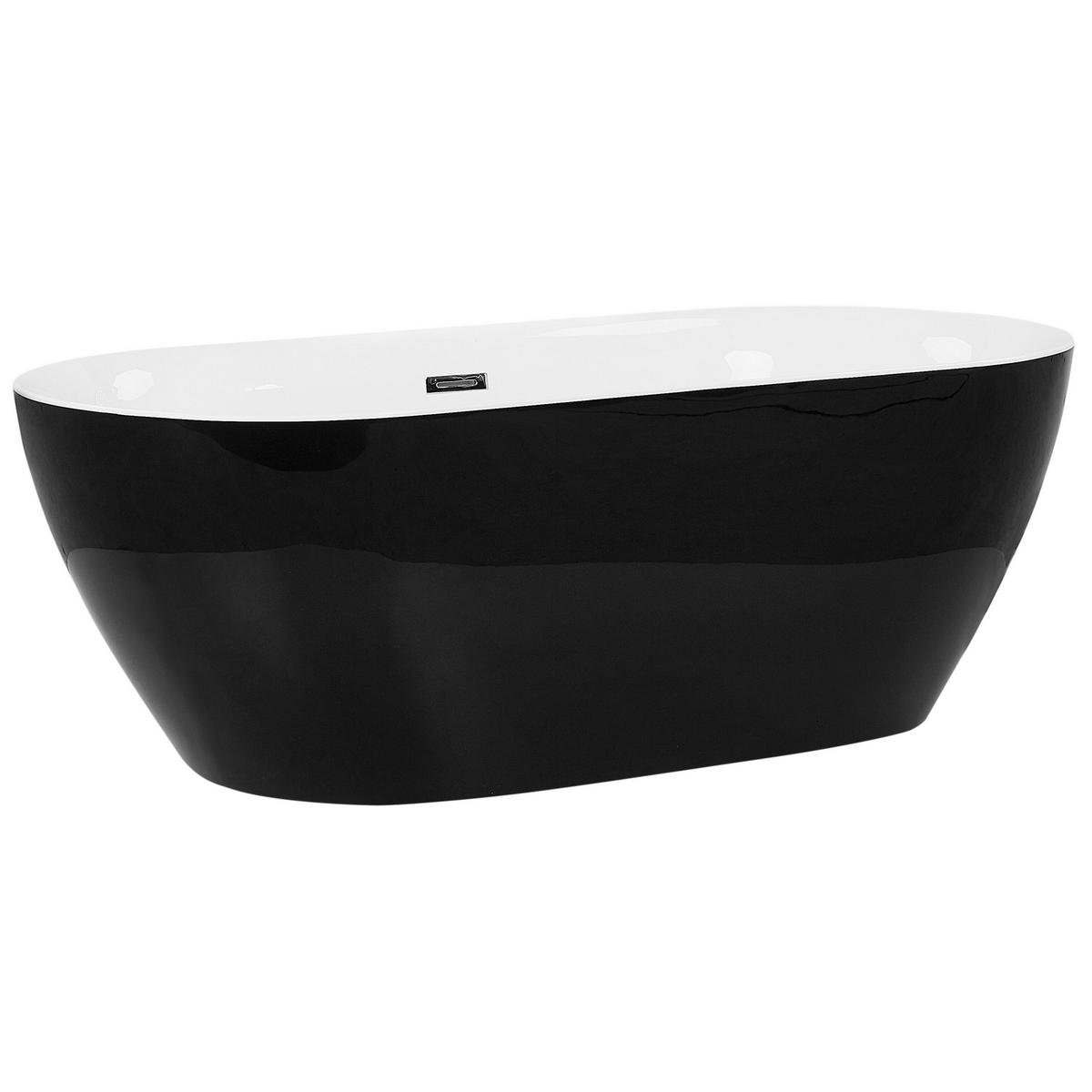 BADEWANNE FREISTEHEND 75x160x58 cm schwarz Carrera - Schwarz, Kunststoff (75/58/160cm) - Beliani