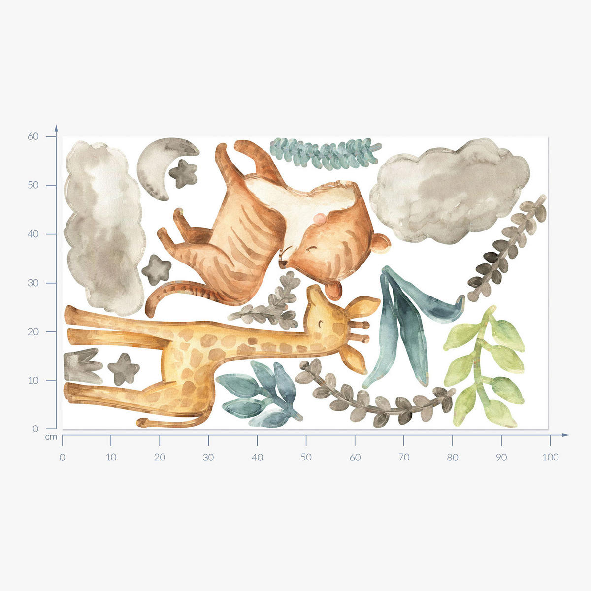 WANDAUFKLEBER 60x99cm - Pflanzen und Tiere - Multicolor, Kunststoff (60/99/0.1cm) - Wallfluent