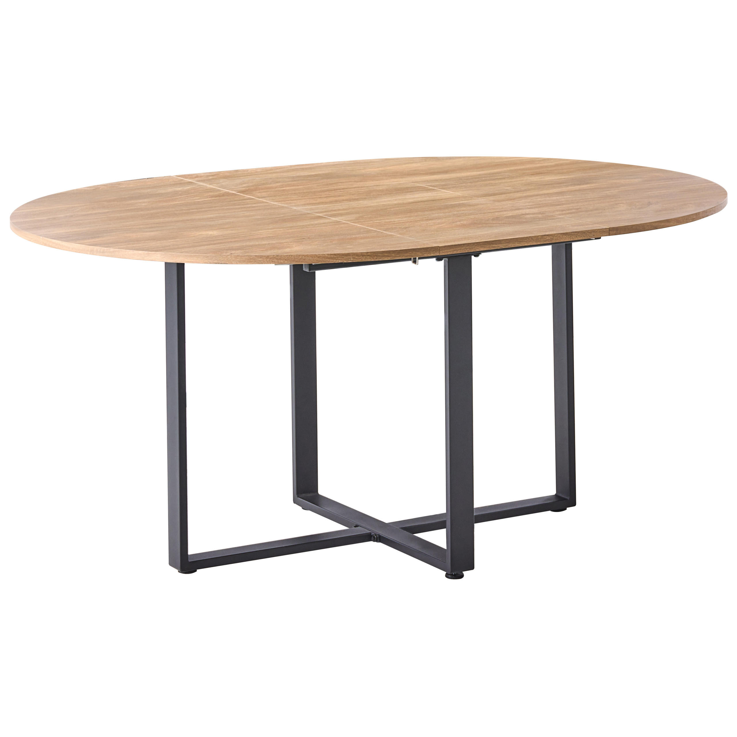JÍDELNÍ STŮL Hnědý 120-160/120 cm Alexandrina - hnědá, kompozitní dřevo (120/120/75cm) - Beliani