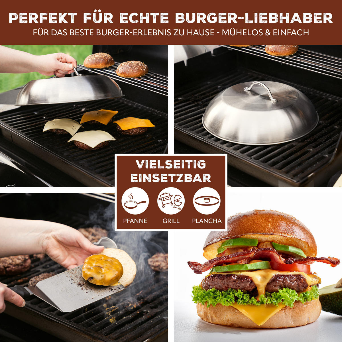 BURGERHAUBEN 2er-Set, silber, Edelstahl - Edelstahlfarben, Metall (32/11.5/32cm) - bremermann