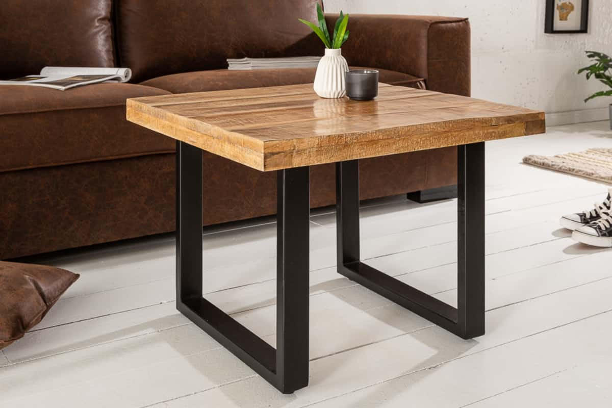 COUCHTISCH IRON CRAFT Mango rechteckig Natur|Schwarz 60cm - Goldfarben/Schwarz, Holz/Metall (60/60/45cm) - riess-ambiente
