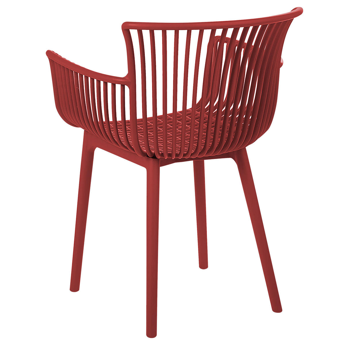 GARTENSTUHL 4er-Set Kunststoff rot Pesaro - Rot, Kunststoff (58/84/45cm) - Beliani
