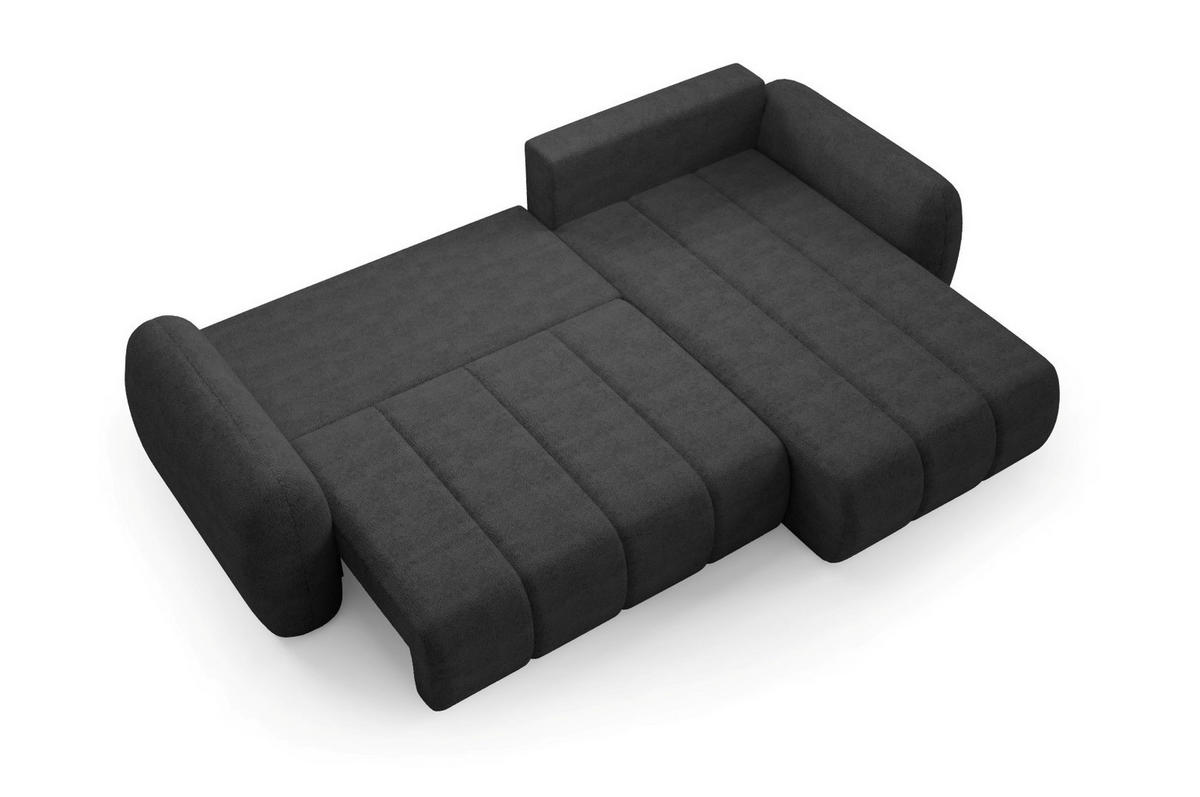ECKSOFA mit Schlaffunktion Premium Graphitfarben - Schwarz/Graphitfarben, Holz/Holzwerkstoff (304/190cm) - Furnisell