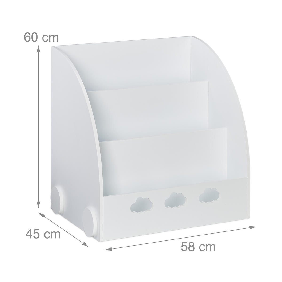 KINDERBÜCHERREGAL - Weiß, Holzwerkstoff (58/60/45cm) - Relaxdays