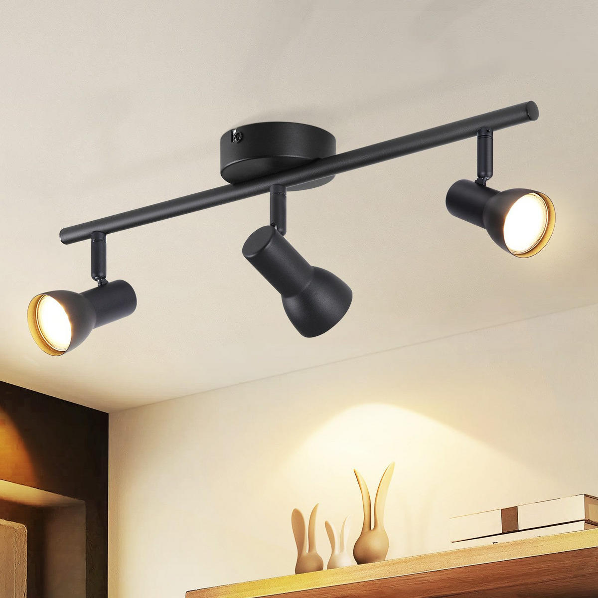 DECKENLEUCHTE Maier 42.5/8/15.5cm - Schwarz, Metall (42.5/8/15.5cm) - Nettlife