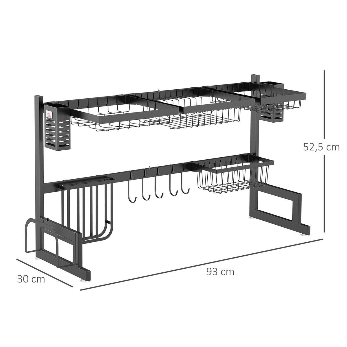 ABTROPFGESTELL DE-11037 2 Ebenen mit Messerhalter Schwarz - Schwarz, Metall (30/52.5/93cm) - ComfortXL