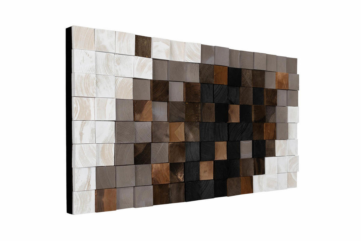 HOLZBILD Grau 98/55 cm - Weiß/Grau, Holz (6.5/55cm) - KUNSTLOFT
