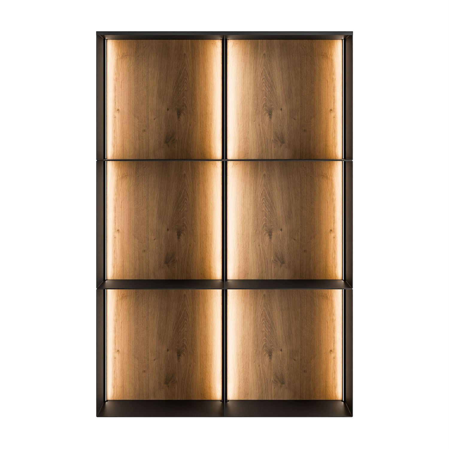 METALLREGAL QUADRO IV mit LED-Beleuchtung - Schwarz/Eiche Artisan, Holzwerkstoff (66/99/20cm) - Lookway