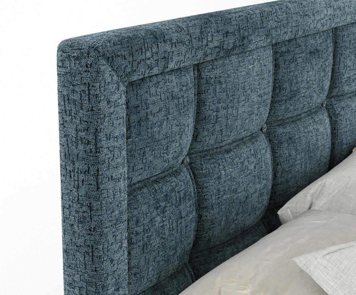 BOXSPRINGBETT Ambrosia Blau 200/200 cm - Blau/Schwarz, Holz/Holzwerkstoff (200/200cm) - Maison de Reve
