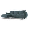ECKSOFA mit Schlaffunktion Samt Stoff Blau - Blau/Petrol, Textil/Metall (162/242cm) - Makamii