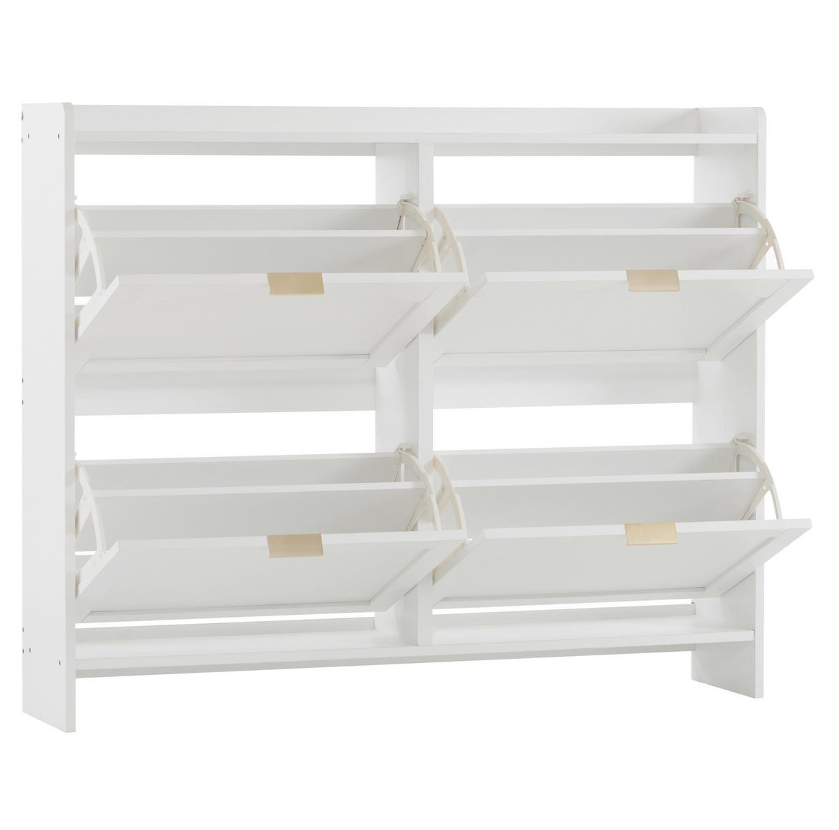 SCHUHSCHRANK mit 4 Klappenfächern 110 x 90 x 24 cm Weiß - Weiß, Holzwerkstoff (24/90/110cm) - Beauniv