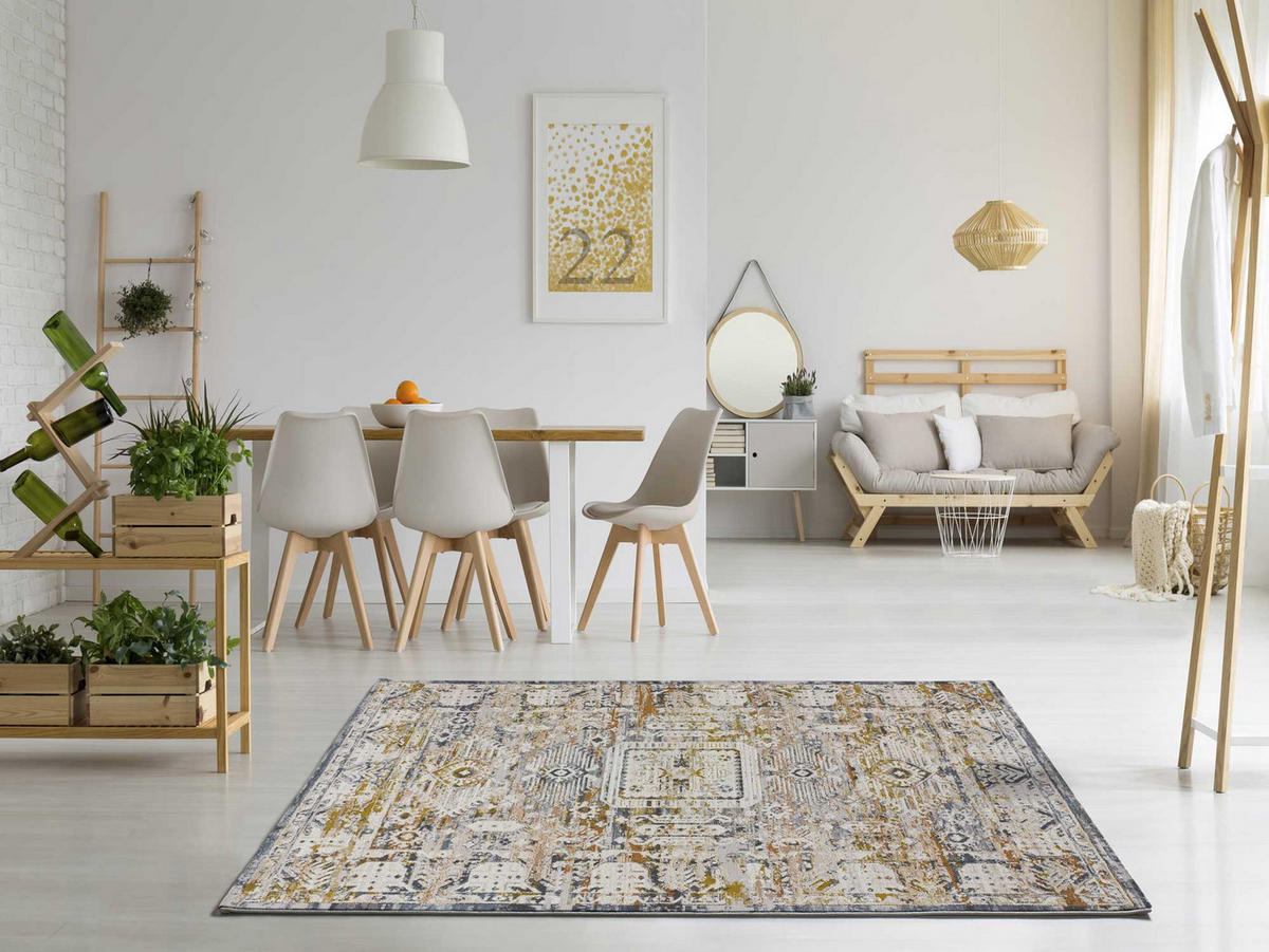 VINTAGE-TEPPICH Beige Springs 77/150 cm - Blau/Beige, Naturmaterialien/Textil (77/150cm) - Atticgo