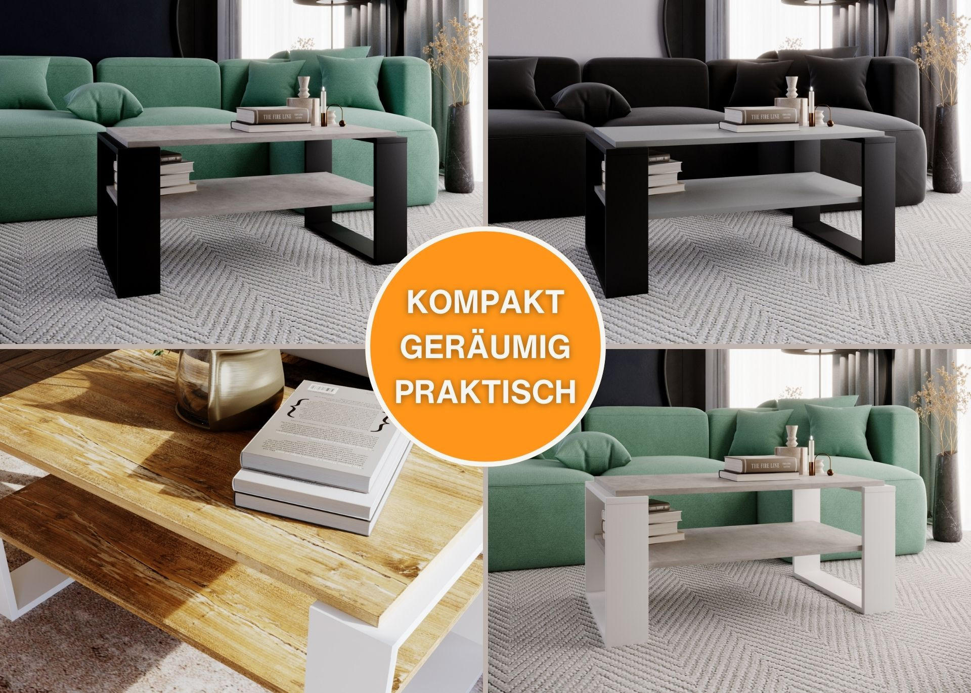 COUCHTISCH Kaja96 96/42/53,8 - Schwarz/Grau, Holzwerkstoff (54/96/42cm) - RAUMHIRSCH FURNITURE