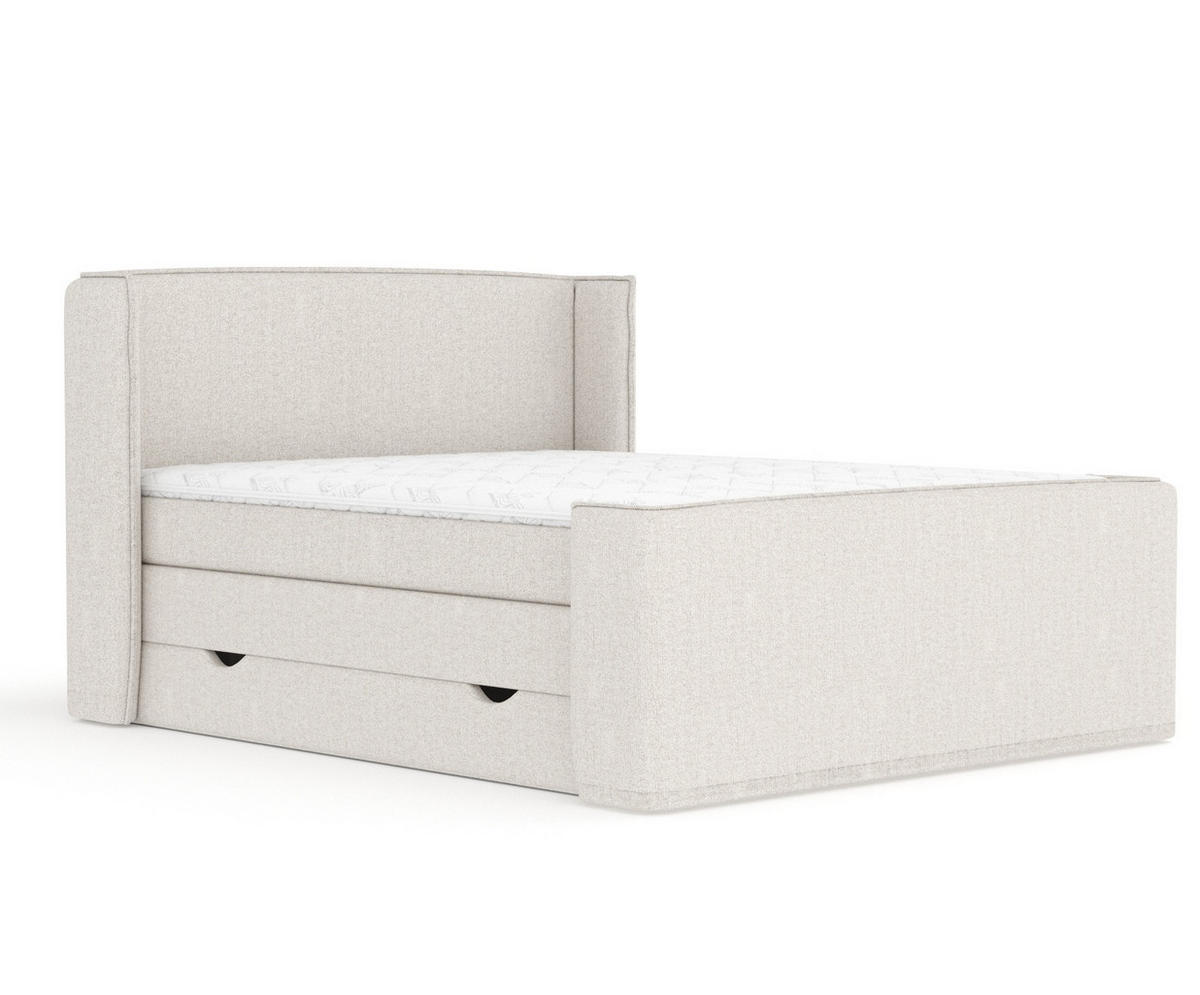 BOXSPRINGBETT Freeland Hellbeige 140/200 cm mit Matratze und Topper - Beige/Schwarz, Holz/Holzwerkstoff (140/200cm) - Maison de Reve