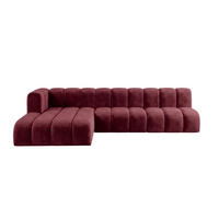 ECKSOFA Modulares In L-Form, Velvet-Stoff Riviera, Rotwein, Links, GRAND 295 cm - Dunkelrot, Holz (295/179cm) - Kaiser Möbel
