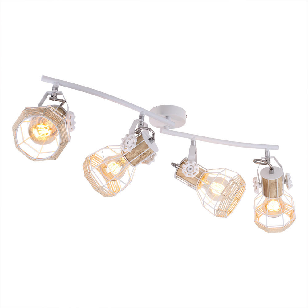 DECKENLEUCHTE Metall Weiß Holzoptik - Weiß, Holz (72/32/20cm) - Globo Lighting