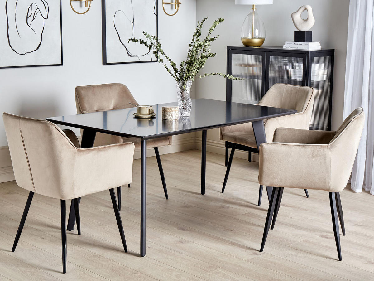 ESSTISCH 150/90/75 cm Schwarz Rechteckig Dorcas - Schwarz, Holzwerkstoff (150/90/75cm) - Beliani